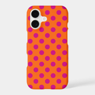 Fuchsia polka dots on orange