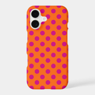 Fuchsia polka dots on orange