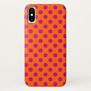Fuchsia polka dots on orange iPhone x case