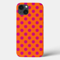 Fuchsia polka dots on orange Case-Mate iPhone case