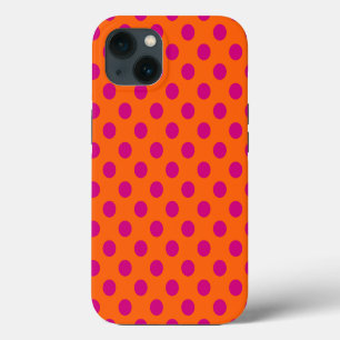 Fuchsia polka dots on orange Case-Mate iPhone case