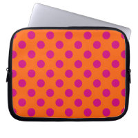 Fuchsia polka dots on orange