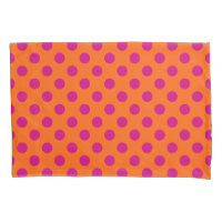 Fuchsia polka dots on orange