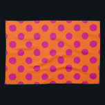 Fuchsia polka dots on orange tea towel<br><div class="desc">Fuchsia polka dots on orange</div>