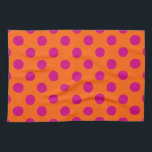 Fuchsia polka dots on orange tea towel<br><div class="desc">Fuchsia polka dots on orange</div>