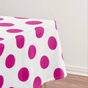 Fuchsia polka dots tablecloth