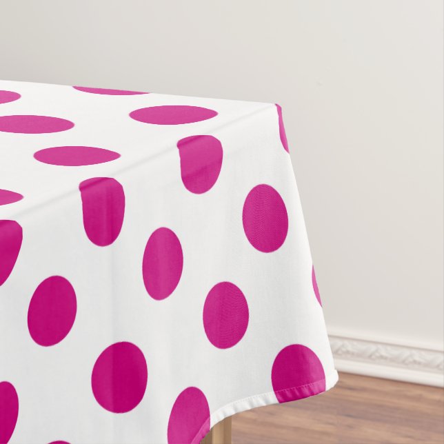 Fuchsia polka dots tablecloth (In Situ)