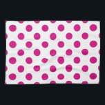 Fuchsia polka dots tea towel<br><div class="desc">Fuchsia and white polka dots</div>