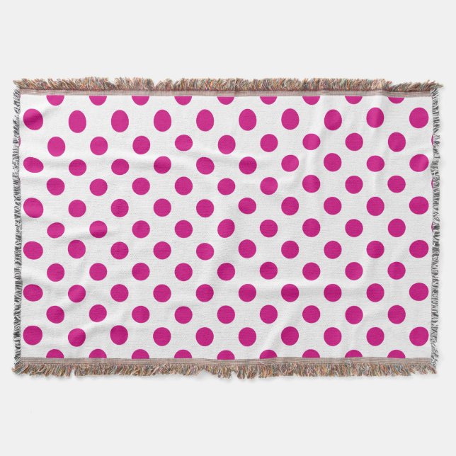 Fuchsia polka dots throw blanket (Front)