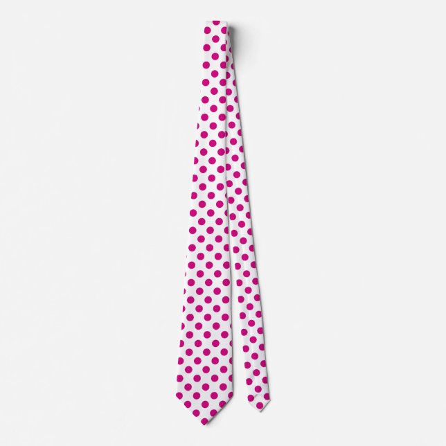 Fuchsia polka dots tie (Front)
