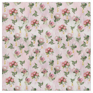 Fuchsia Protea flower bouquets with sage leaves Fabric