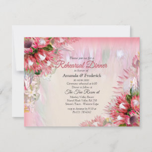 Fuchsia  Protea's - Blush & Gold Rehearsal dinner Invitation