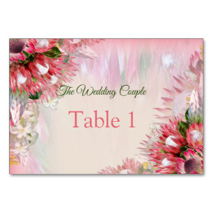 Fuchsia Protea's - Blush & Gold Table cards