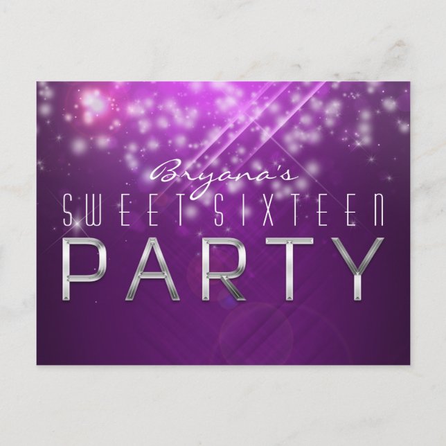 Fuchsia Purple Sparkle Club Vibe PARTY Postcard (Front)
