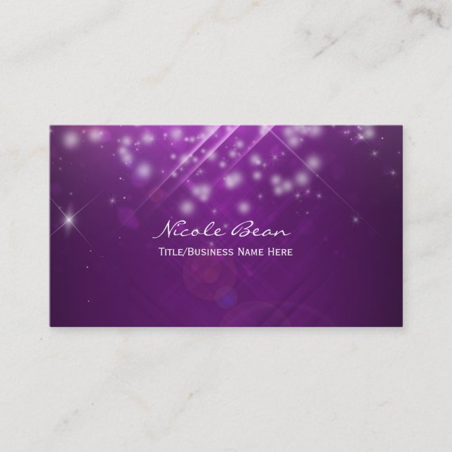 Fuchsia Purple Sparkle Glamour Business Card (Front)