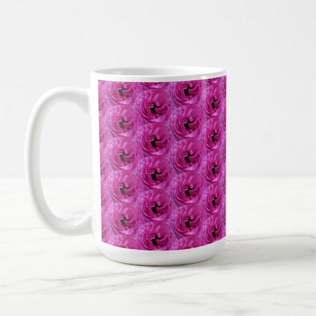 Fuchsia Ranunculus - Modern Floral Design Coffee Mug (Left)