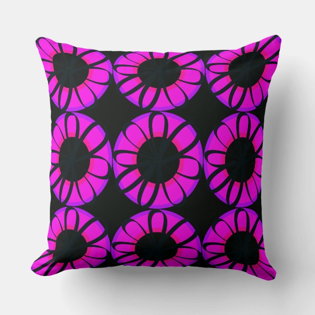 Fuchsia Ribbon Flowers Cushion (Front)