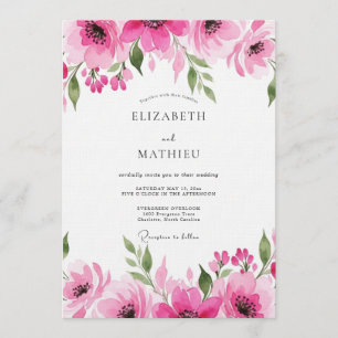 Fuchsia Romantic Bloom Wedding Invitation