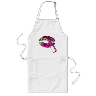 Fuchsia Roses Lipstick Abstract Art Apron