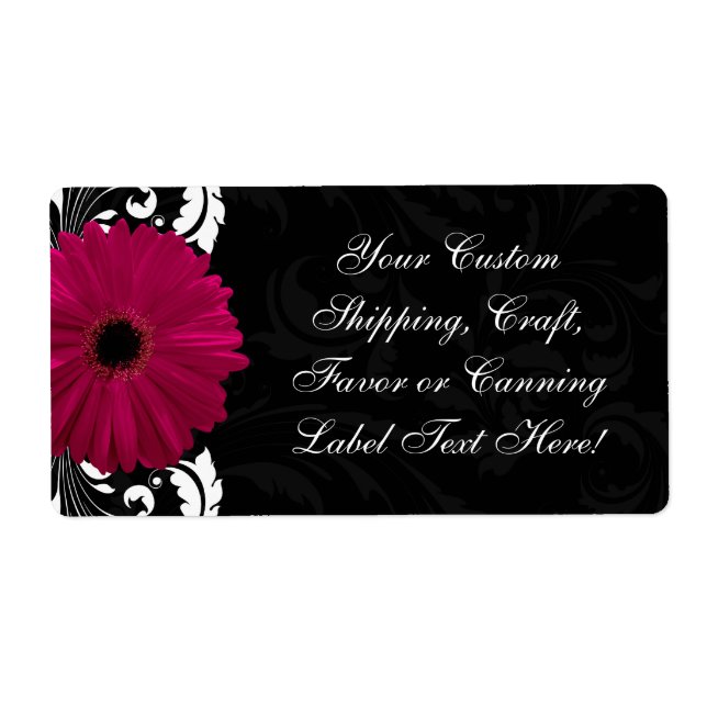 Fuchsia Scroll Gerbera Daisy w/Black and White (Front)