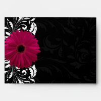Fuchsia Scroll Gerbera Daisy w/Black and White