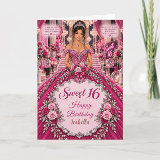 Fuchsia & Silver Sweet 16 Card