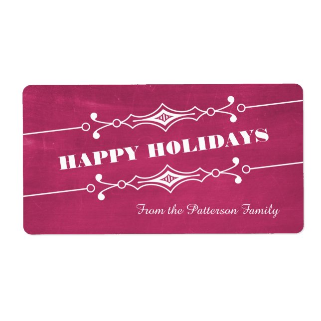 Fuchsia Slanted Chalkboard Holiday Labels (Front)
