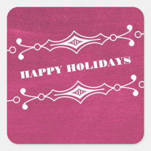 Fuchsia Slanted Chalkboard Holiday Stickers
