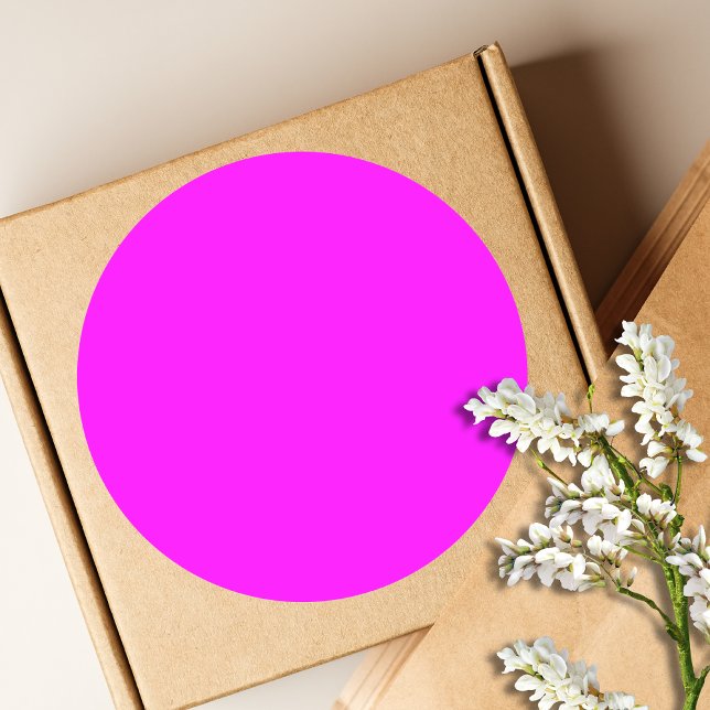 Fuchsia Solid Colour | Classic Elegant Round Sticker (Creator Uploaded)