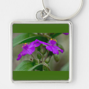 Fuchsia Spiderwort Twins Wildflower Gifts Apparel Key Ring