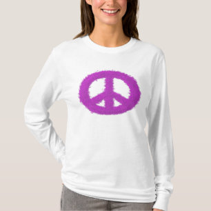 Fuchsia Splat Painted Peace Sign ~ Long Sleeve Tee