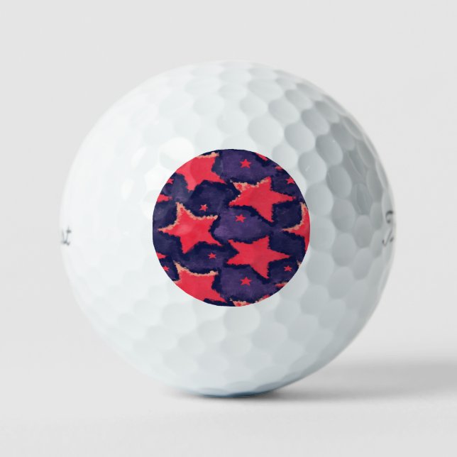 Fuchsia Stars Purple Cosmic Pattern Golf Balls (Front)
