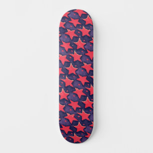 Fuchsia Stars Purple Cosmic Pattern Skateboard