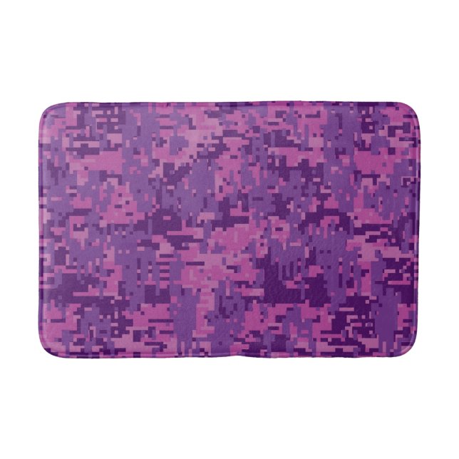 Fuchsia Storm Digital Camo Camouflage Customisable Bath Mat (Front)
