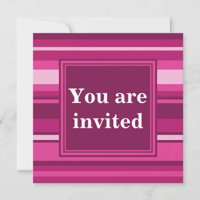 Fuchsia stripes invitation (Front)