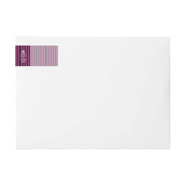 Fuchsia Stripes KEEP CALM AND Your Creative Text Wrap Around Label (Front)