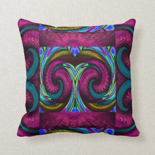 Fuchsia Symphony with Blue/Gold/Green/Black Cushion
