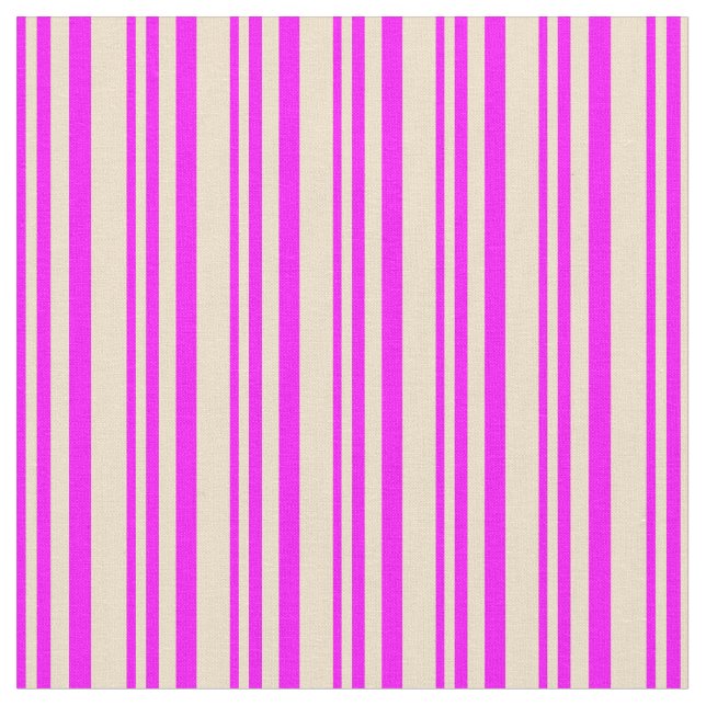Fuchsia & Tan Coloured Lines/Stripes Pattern Fabric (Close Up)