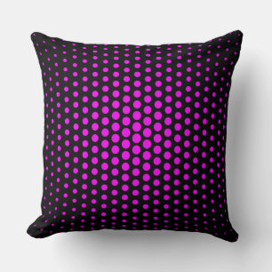Fuchsia Techno Dots Modern Black Cushion