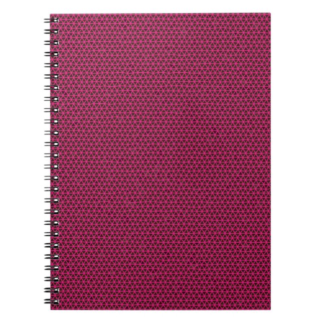 Fuchsia Triangles on Black Spiral Notebook (Front)