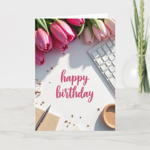 Fuchsia Tulip Birthday Card