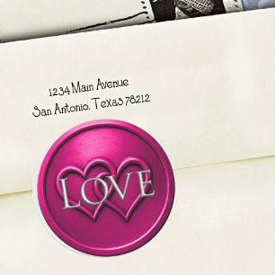 Fuchsia  Two Hearts Intertwined Wedding Classic Round Sticker