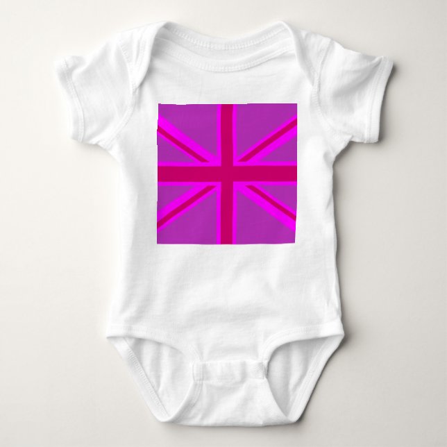 Fuchsia Union Jack Baby Bodysuit (Front)