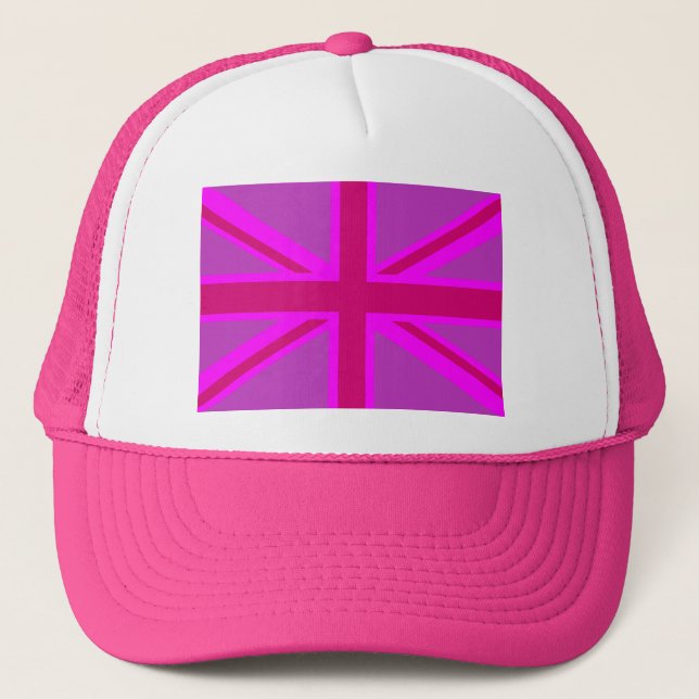 Fuchsia Union Jack Trucker Hat (Front)