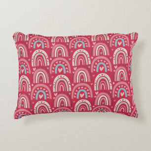 Fuchsia Valentines Day Rainbows Decorative Cushion