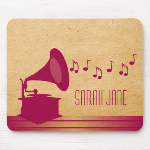 Fuchsia Vintage Gramophone Mousepad