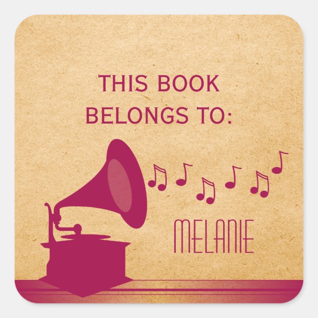 Fuchsia Vintage Gramophone Stickers (Front)