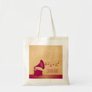 Fuchsia Vintage Gramophone Tote Bag