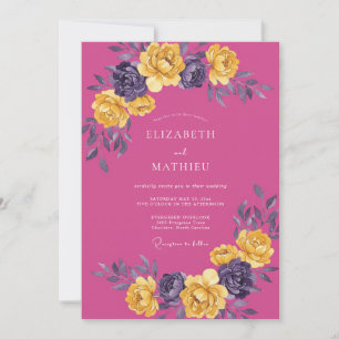 Fuchsia Vivacious Botanical Wedding Invitation