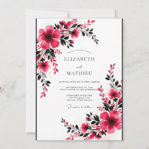 Fuchsia Vivid Romantic Wedding Invitation